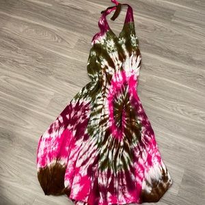 EUC Handmade Tie Dye Halter Maxi Dress